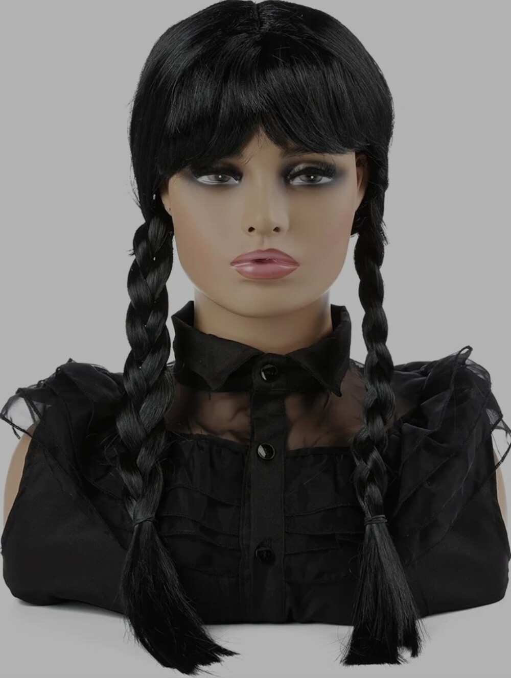 Wednesday Addams Costume Wig Black Braids Hair Piece